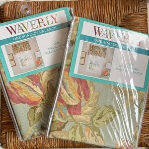 x2 NEW Waverly SPRING BLING Vapor Jacqueline Floral Valances 100% Cotton 52 x 18